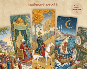 Ottoman Miniature Bookmark Set: Islamic Art Printable Bookmarks