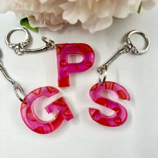 Resin Rain Drop Letter Keychains