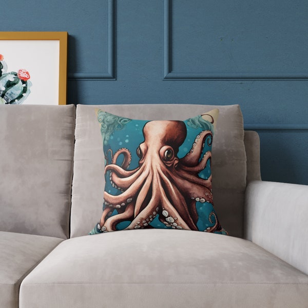 Sea Life, Octopus, Home Decor, Living Room, Sea Theme, Ocean Creatures Cushion