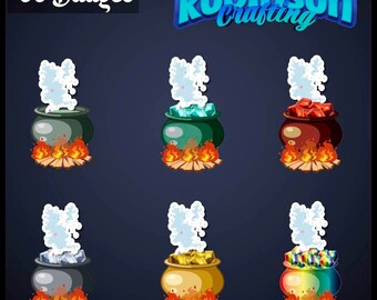 Enchanted Cauldron Achievement Badges - Set of 6 Magical Digital Awards for Online Communities, Educational Platforms & Gaming