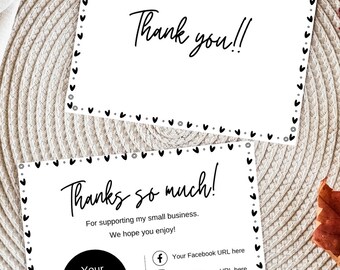 Small Business Thank You Card Printable Editable Customer - Etsy