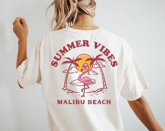 Summer Vibes Shirt - Retro Surf Tee - Beach Vibes T-shirt - Unisex Organic Cotton Tee for Men & Women - Perfect Gift for Surfers