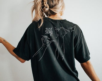 Camiseta de escalada en roca "Just Send It" / Camiseta de escalada de algodón orgánico, camiseta unisex, regalo perfecto para boulderers y escaladores de roca