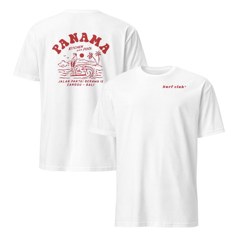 Panama Surf Shirt - Retro Surf Tee - Beach Vibes T-shirt - Unisex Organic Cotton Tee for Men & Women - Surf Trip Inspired Gift