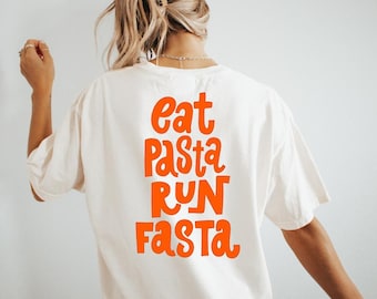 Eat Pasta Run Fast Shirt – Funny Running Tee – Organic Cotton Unisex Fit – Gift for Runners & Carb Lovers – Casual Fitness Apparel