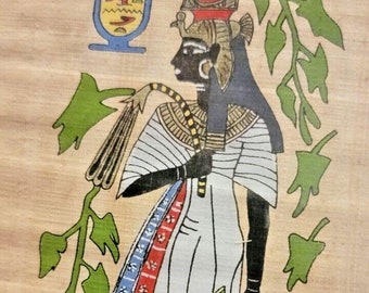 Peinture sur papyrus égyptien du Papyrus Institute Egypte Reine Néfertari VTG