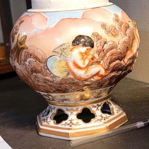 Antique Capodimonte Porcelain Vase Neoclassical Putti 3-D w/ hallmark 1830-1890
