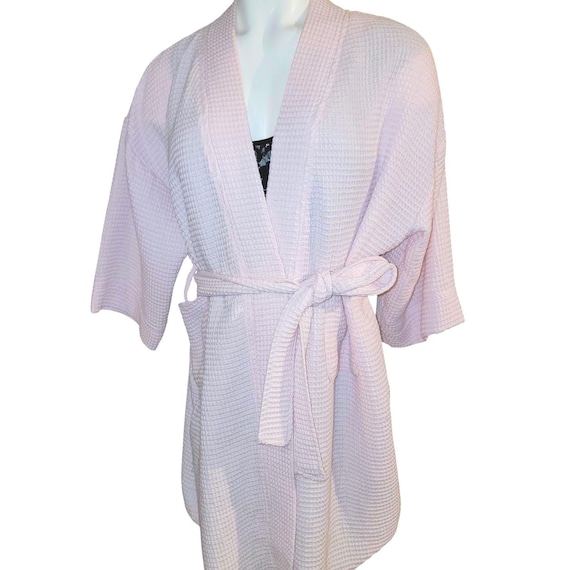 waffle dressing gown short Spa Essentials by Sleep Sense Waffle Knit Cozy Short Wrap Robe, Womens, XL, Barley Pink