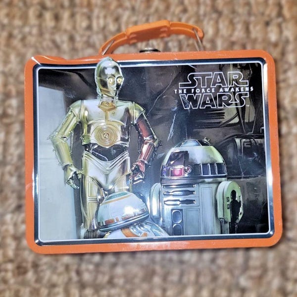 Star Wars R2D2 & C3P0 child's metal lunch box NEW 1970s 1980s The Force Awakens