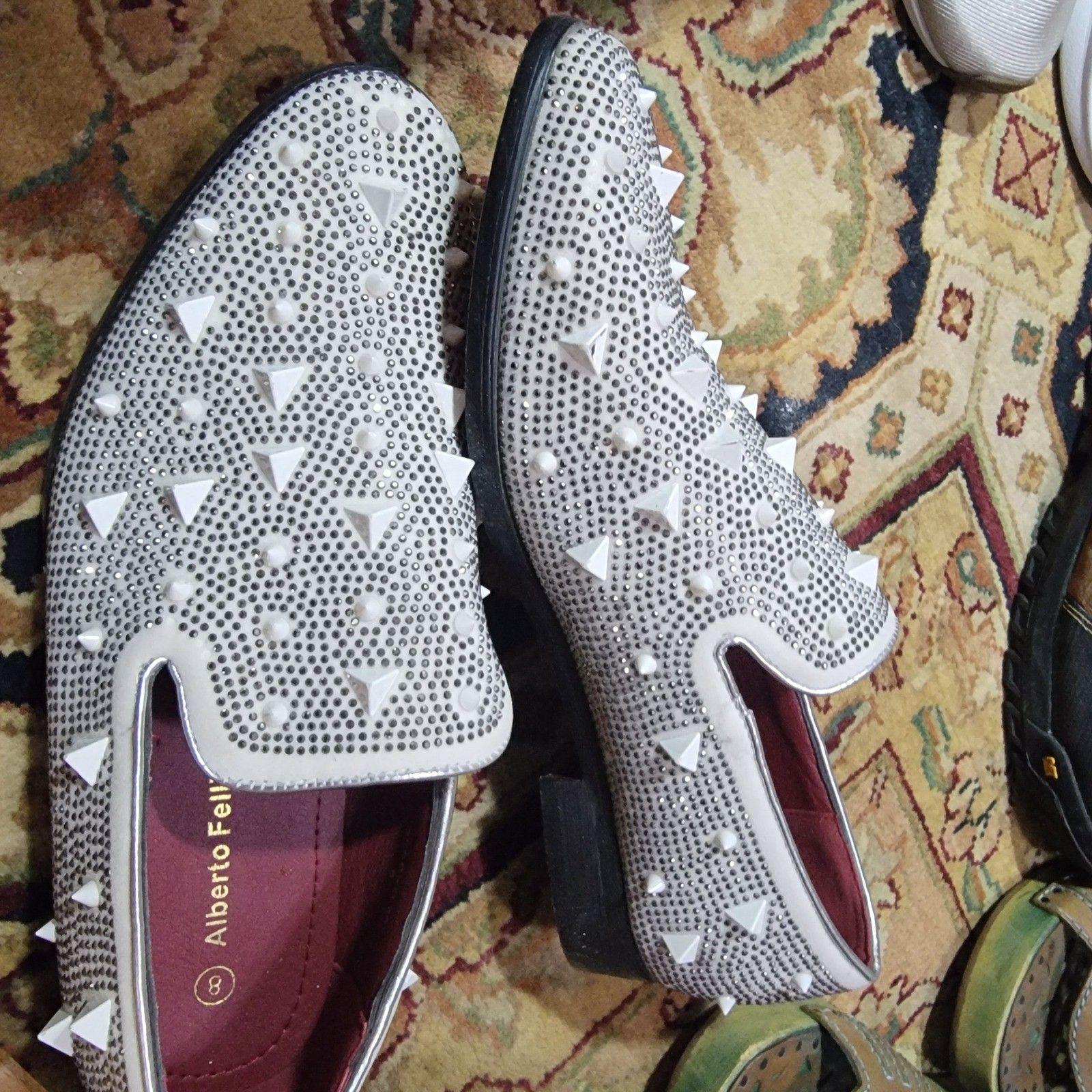 Alberto Fellini Men\'s Leather Spiked Loafers Dress Shoes Size 8 off-white Alberto Fellini Men main image 3