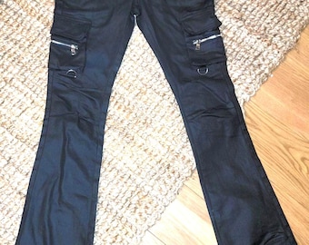 Valabasas Onyx Black Stacked Flare Waxed Jeans Men's Size 29