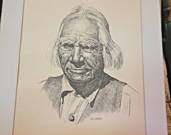 Original Sketch A-100 Signed Max Hillyard Folio White Mountain Apache Indian '73
