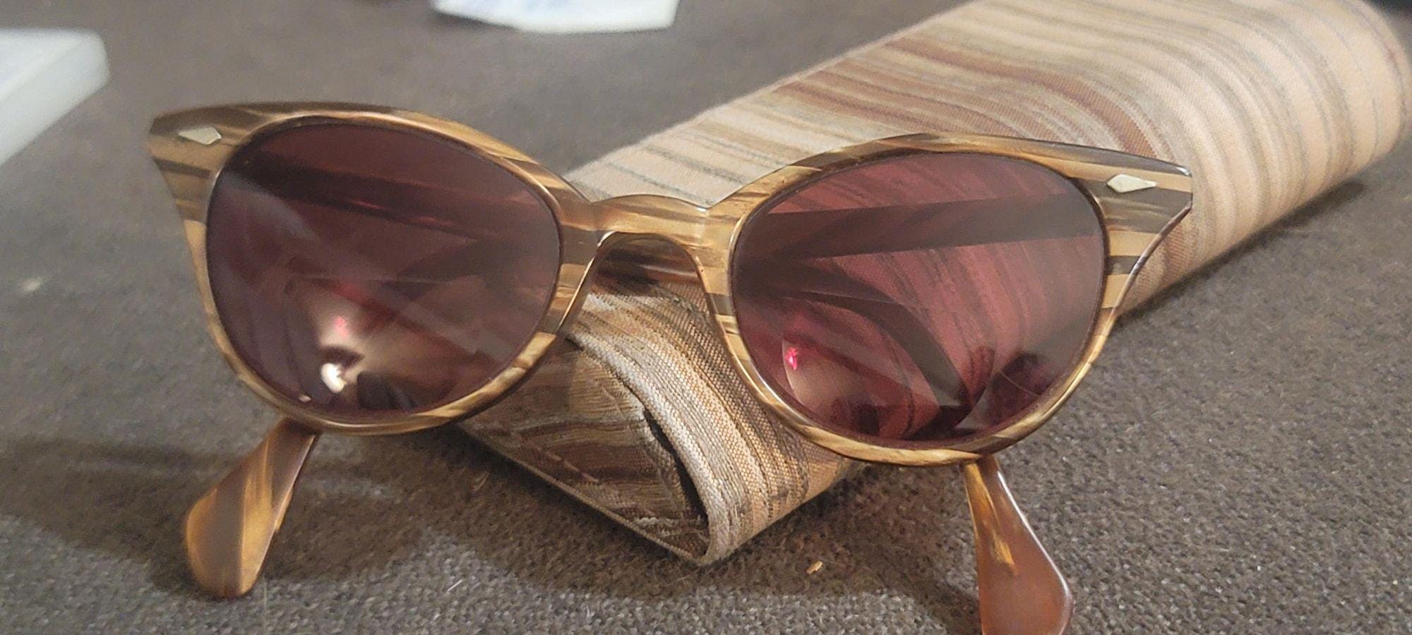 Vintage 1950s American Optical Calobar CP73-46 Leather Look, Stripe Sunglasses American Optical Calobar Sunglasses - Etsy main image 3