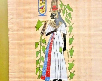RARE Ägyptische Papyrus Malerei- Papyrus Institute Ägypten Königin Nefertari Ahmose