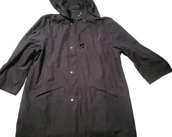 REACTION Kenneth Cole Men's Black All Weather Wind/ Rain Coat Lined Knees XL