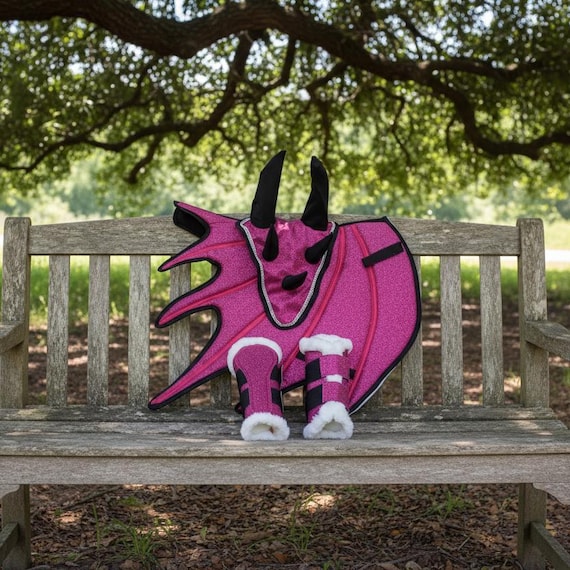 Dragon Horse Costume Set: Saddle Pad, Ear Bonnet & Boots