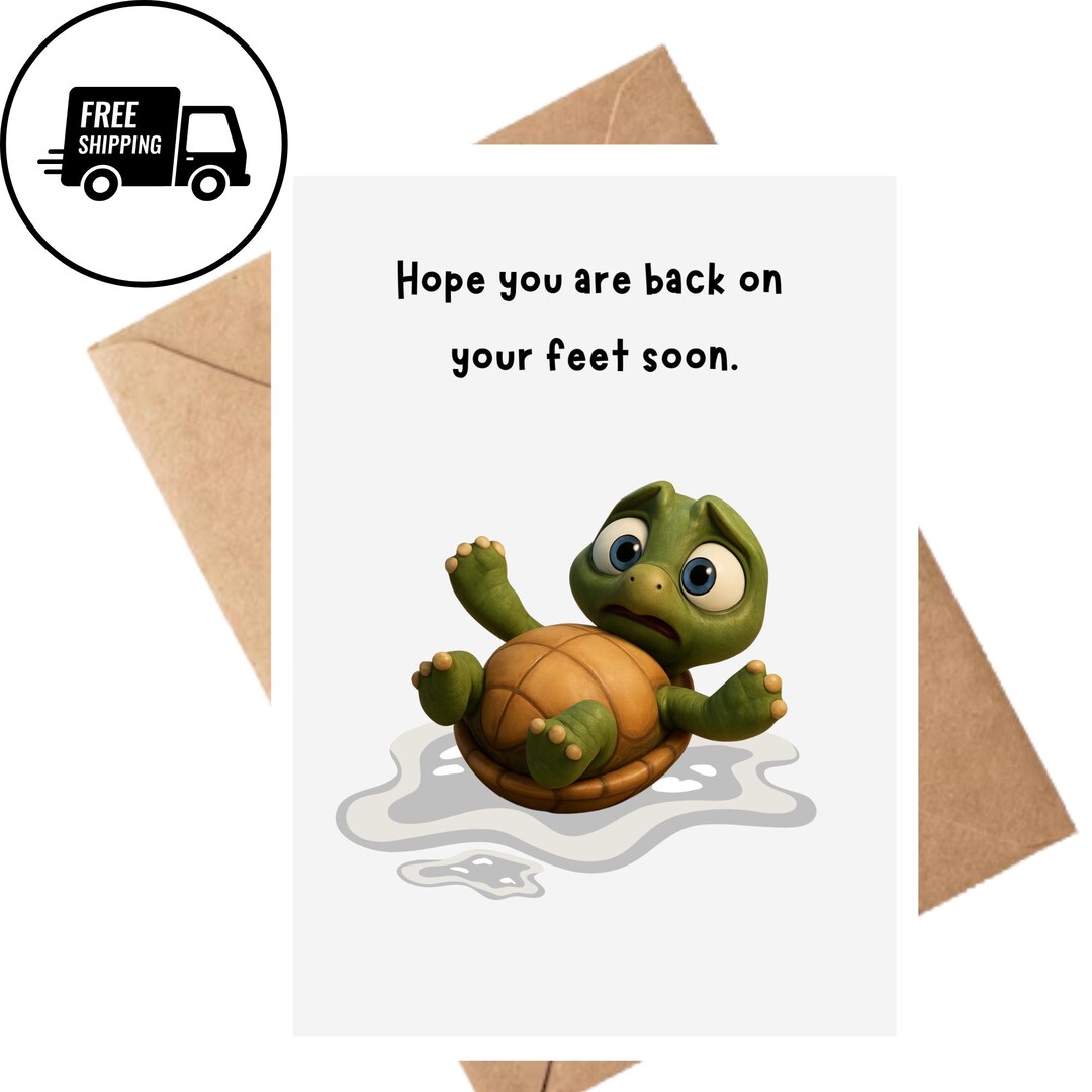Turtle Get Well Card, 5x7