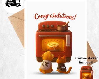 Congratulations Pregnancy Card Funny - Bun in the oven Baby shower cards