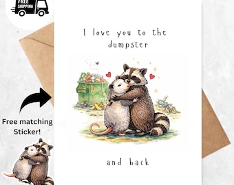 Funny Raccoon Opossum Love Card, Anniversary Birthday Card