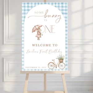 Bunny First Birthday Invitation Bundle: Editable Canva Template (Digital Download