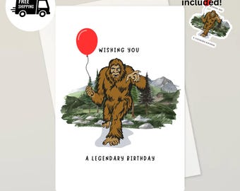 Bigfoot Birthday Card, Sasquatch Birthday Card, Funny Birthday  Card