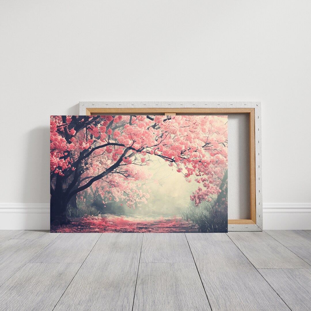 Cherry Blossom Forest Canvas Wall Print, Asian Wall Art, Spring Print ...