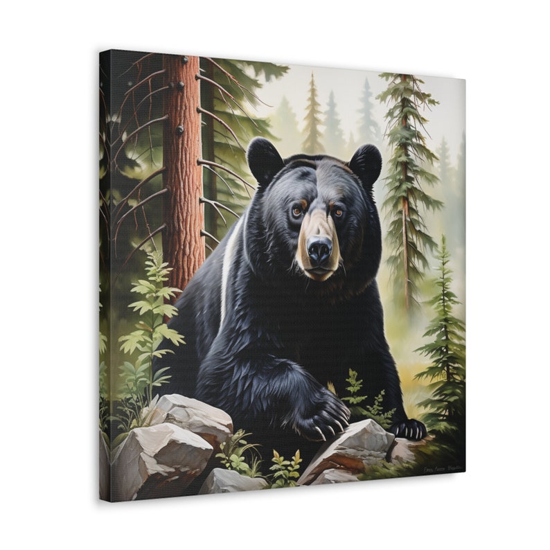 Black Bear Canvas Wall Art, Black Bear Prints, Animals, Nature Wildlife