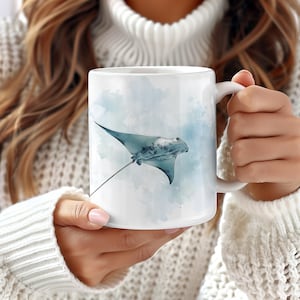 Vintage Sting Ray Mug, Nautical Mug, Ocean Beach Mug, Nature Landscape, Marine Life Tea Cup, Ceramic Coffee Mugray mug 1