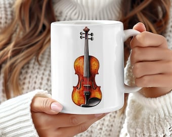 Vintage Violin Mug, Musician Gifts, Music Art, Instruments Mug, Sports Mug, Ceramic Coffee Mug