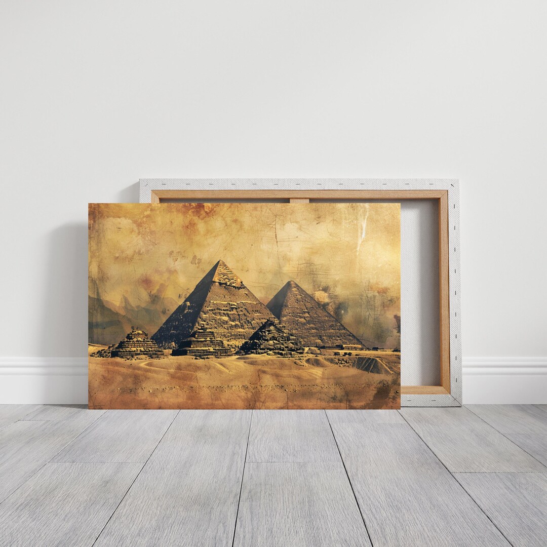 Vintage Giza Pyramids Canvas Wall Print, Wonders of the World, Travel ...