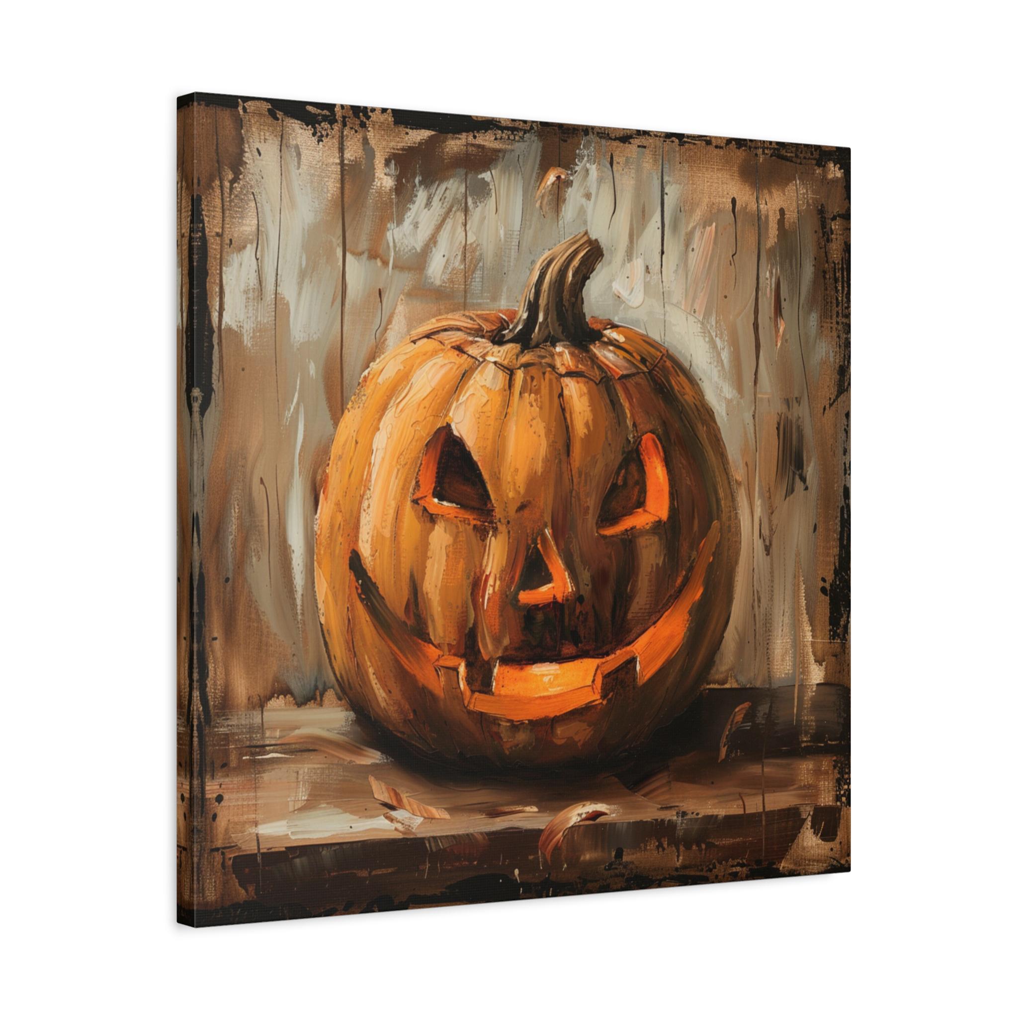 Vintage Jack O Lantern Canvas Wall Print, Halloween Print, Spooky Decor ...