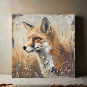 Fox Portrait Canvas Wall Art, Farmhouse Decor, Animal Prints, Wildlife Decor, Nature Landscape, Bedroom Living Room Decor