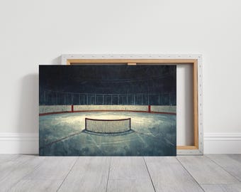 Vintage Hocky Ring Canvas Wall Art, Gifts For Him, Fathers Day Gifts, Sports Fans, Sports Art, Living Room Bedroom Decor