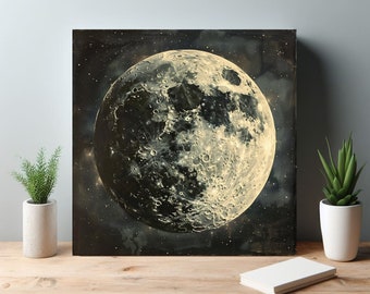 Moon Canvas Moon Print, Astrophotography Print, Universe Art, Cosmic Decor, Space Canvas, Living Room Bedroom Decor