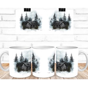 Vintage Cabin in the Woods Mug, Cabin Art, Farmhouse, Nature Landscape ...