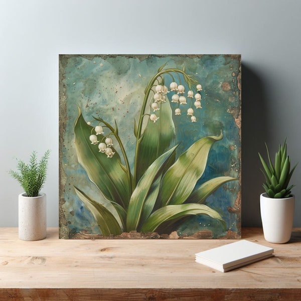 Spring Lily of The Valley Canvas Wall Print, Floral Prints, Nature Landscape, Kitchen Wall Art, Living Room Bedroom Decor