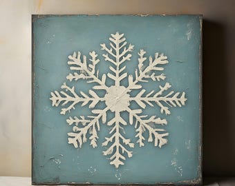 Vintage Snowflake Canvas Wall Art, Christmas Wall Decor, Xmas, Vibrant Winter Wonderland, Winter Wall Art, Living Room Bedroom Decor