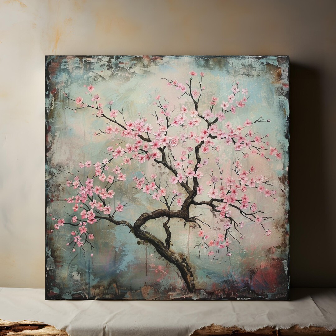 Pink Cherry Blossom Tree Canvas Wall Print, Zen Art, Japanese Wall Art ...