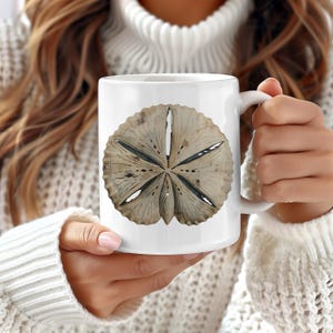 Vintage Sand Dollar Mug, Nautical Mug, Ocean Beach Mug, Nature Landscape, Marine Life Tea Cup, Ceramic Coffee Mugsand dollar mug 1