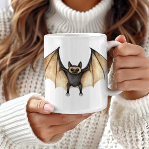 Vintage Bat Mug, Halloween Mug, Autumn Mug, Spooky Vibes, Fall Decor, Ceramic Coffee Mug