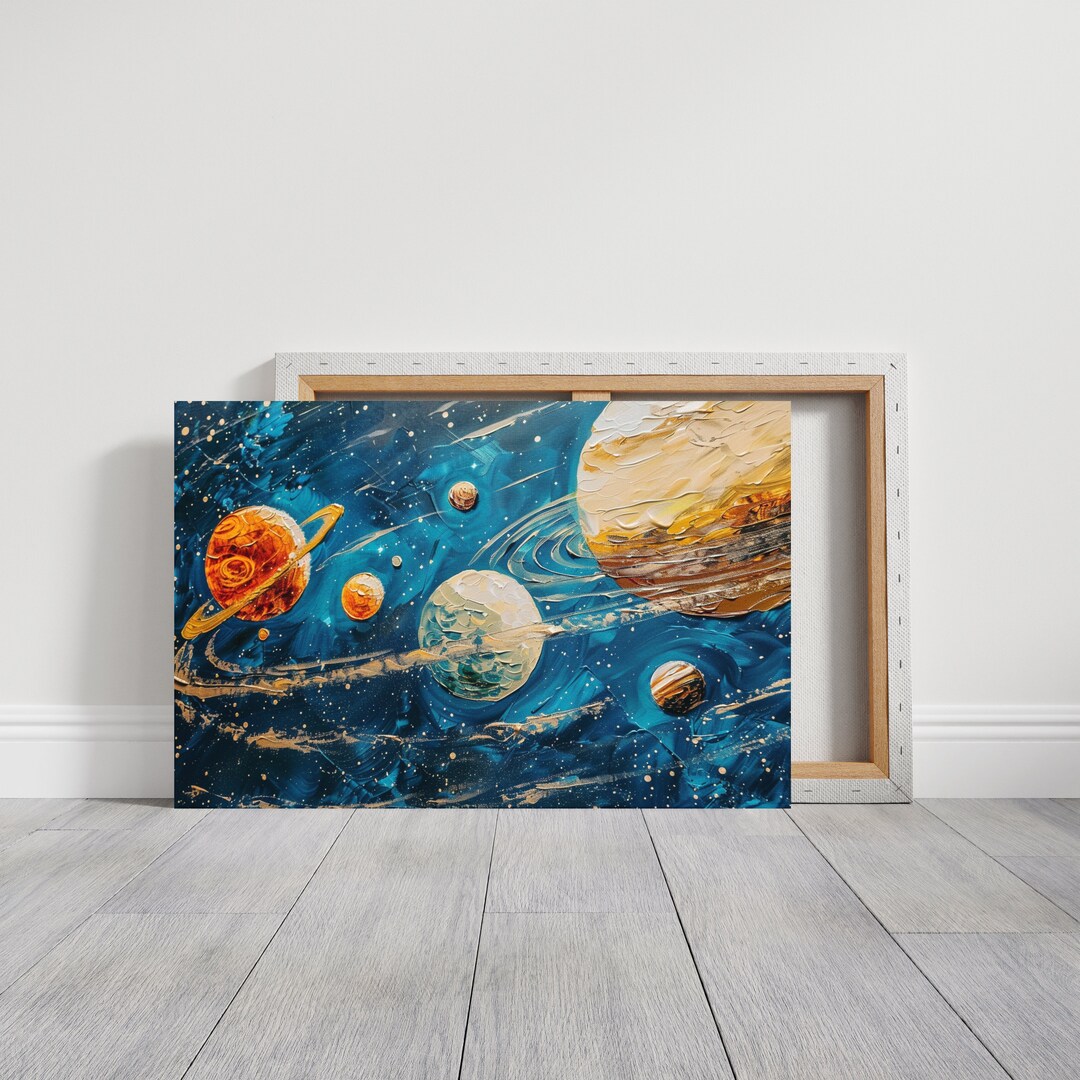 Solar System Painting Canvas Wall Print, Space Print, Universe Art ...