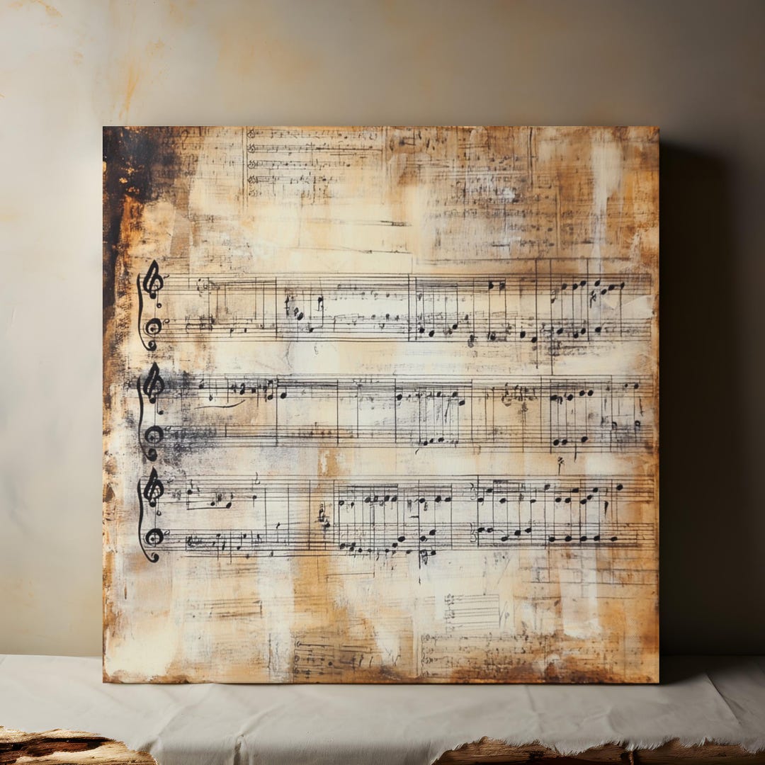 Vintage Sheet Music Canvas Wall Art, Music Art, Guitar Wall Art ...