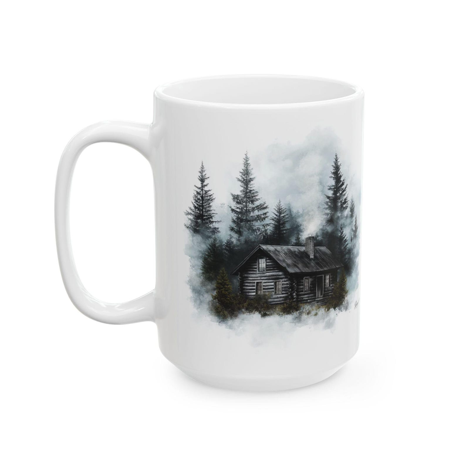 Vintage Cabin in the Woods Mug, Cabin Art, Farmhouse, Nature Landscape ...