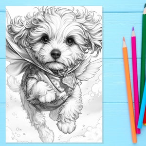 Puppy Coloring Pages for Adults, 31 Page Digital Coloring Book ...