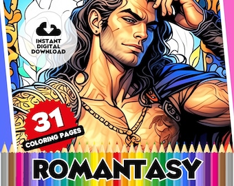 Libro da colorare ACOTAR Ispirato al romanticismo Libro da colorare digitale di 31 pagine, fogli stampabili: Feyre, Helion, Lucien, Amren, Tarquin e Velaris