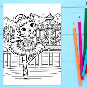 Pagine da colorare per bambini di danza classica Pacchetto da colorare digitale a tema di 31 pagine, libro da colorare stampabile della ballerina, fogli a download istantaneo immagine 4