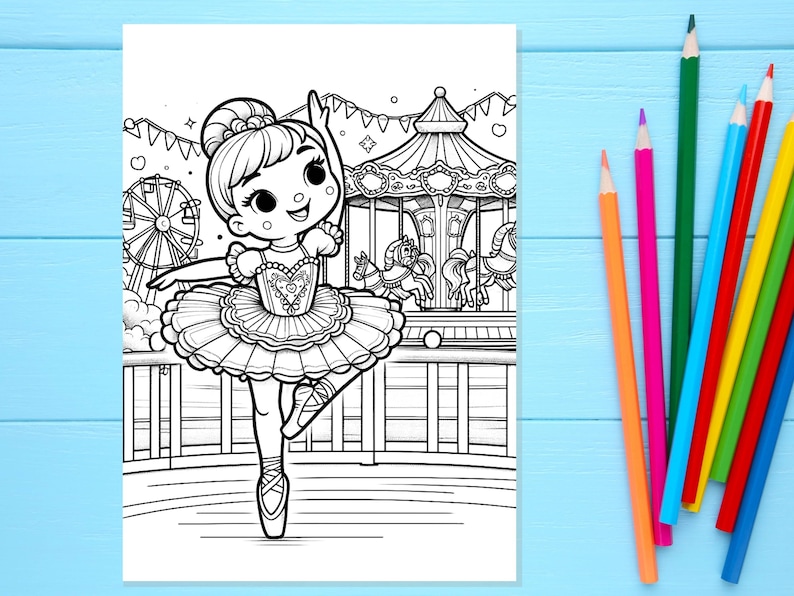 Pagine da colorare per bambini di danza classica Pacchetto da colorare digitale a tema di 31 pagine, libro da colorare stampabile della ballerina, fogli a download istantaneo immagine 4