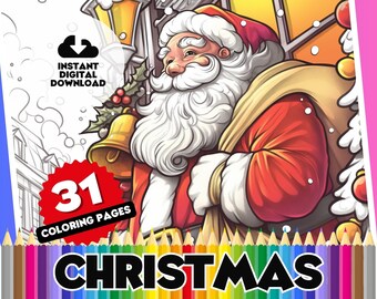 Christmas Coloring Book: 31 Festive Printable Pages (Digital Download)