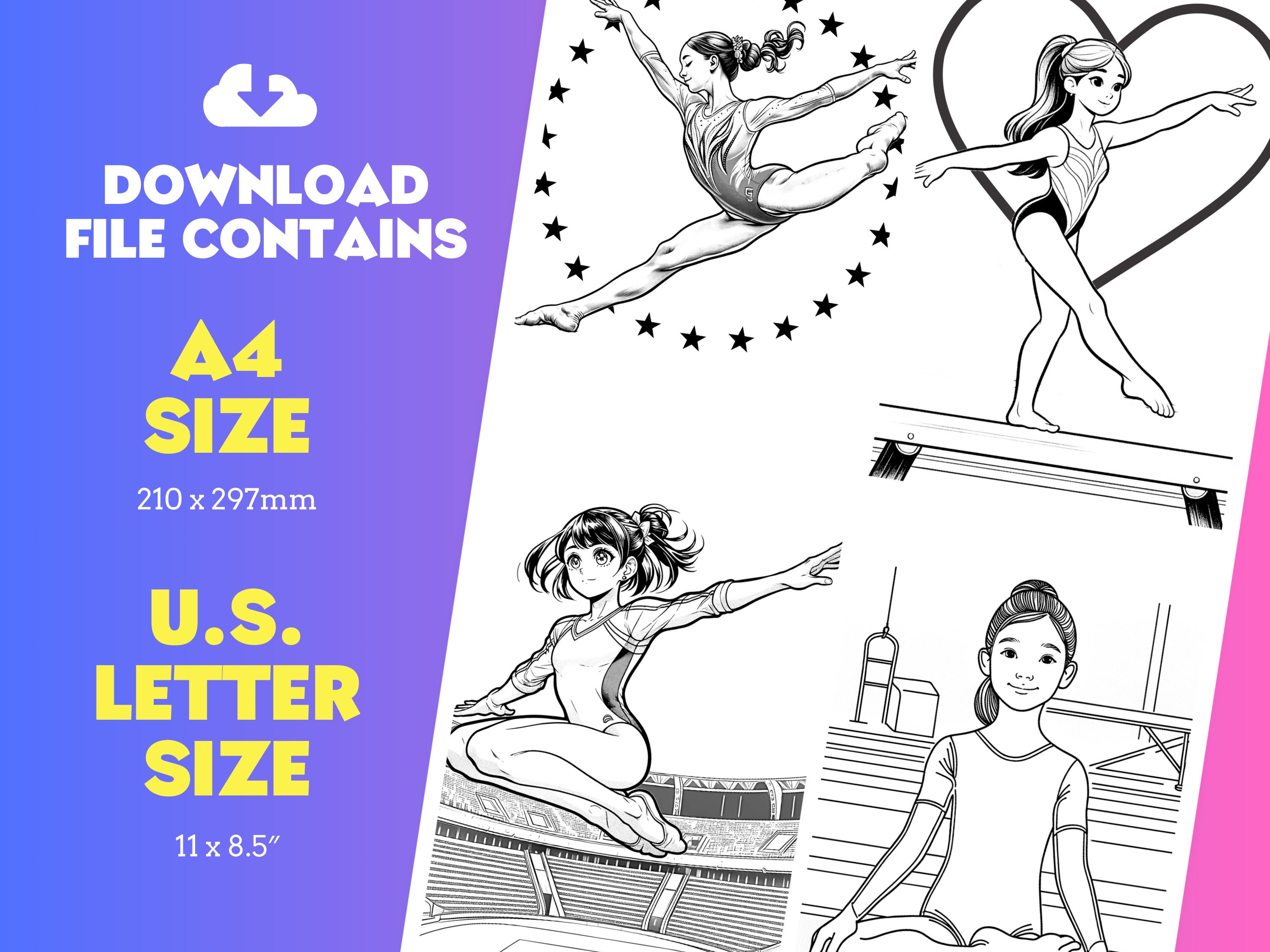 Gymnastics Coloring & Activity Book For Girls 4-8