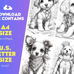 Puppy Coloring Pages for Adults, 31 Page Digital Coloring Book ...